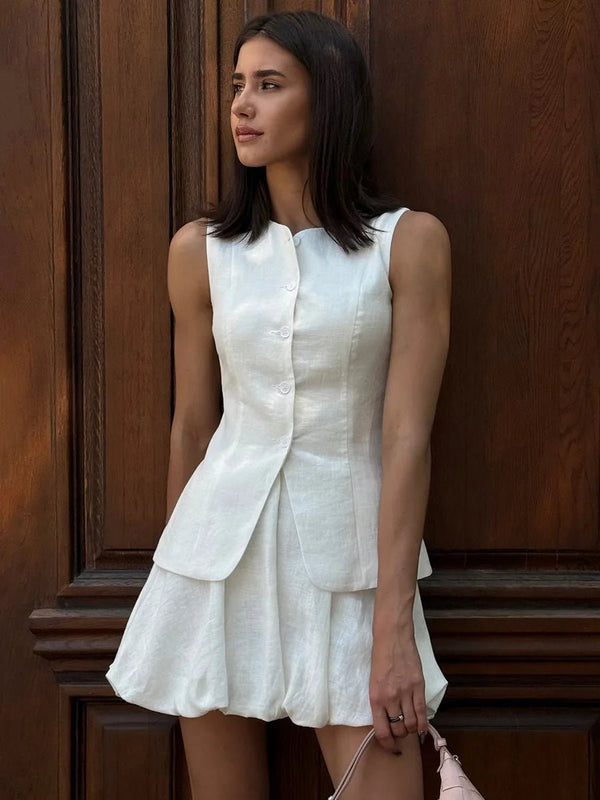 Conjunto elegante de chaleco y falda Imani