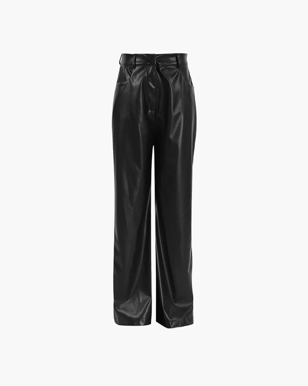Pantalones de cuero de pierna ancha Ada