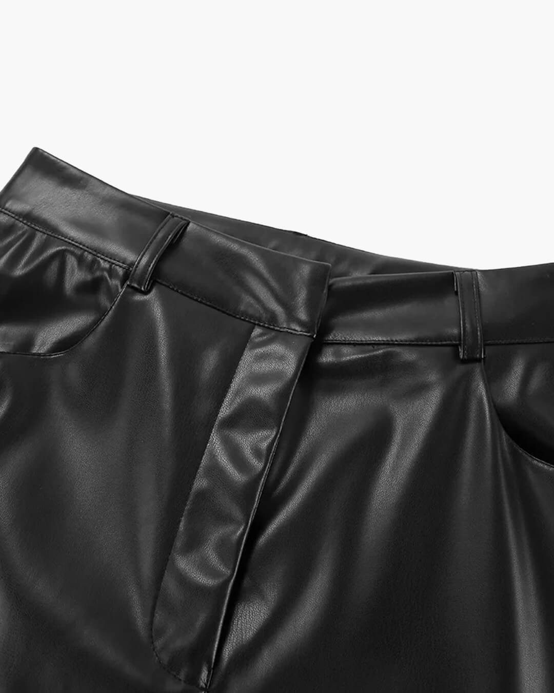 Pantalones de cuero de pierna ancha Ada