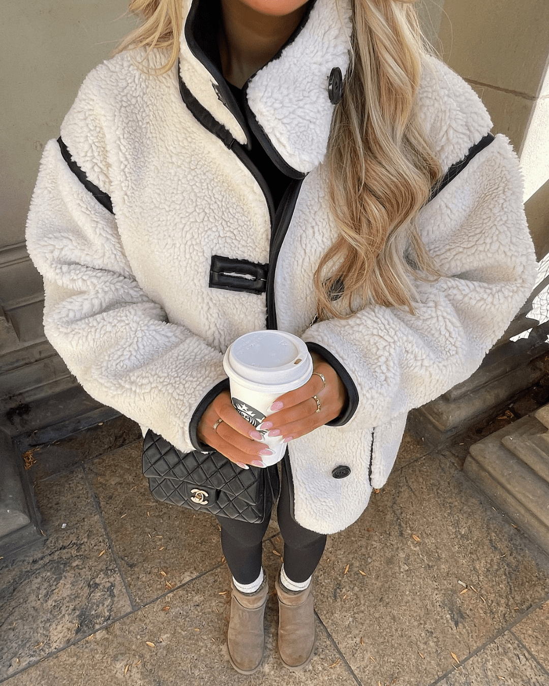 Chaqueta de borreguito con cuello chimenea Adela