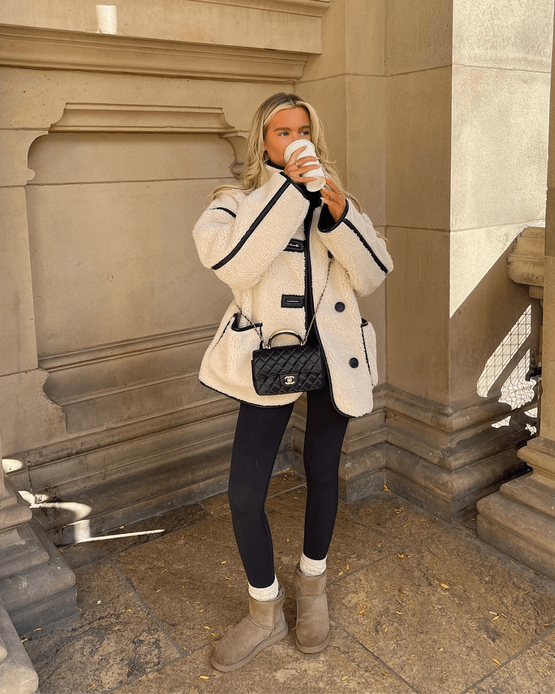 Chaqueta de borreguito con cuello chimenea Adela