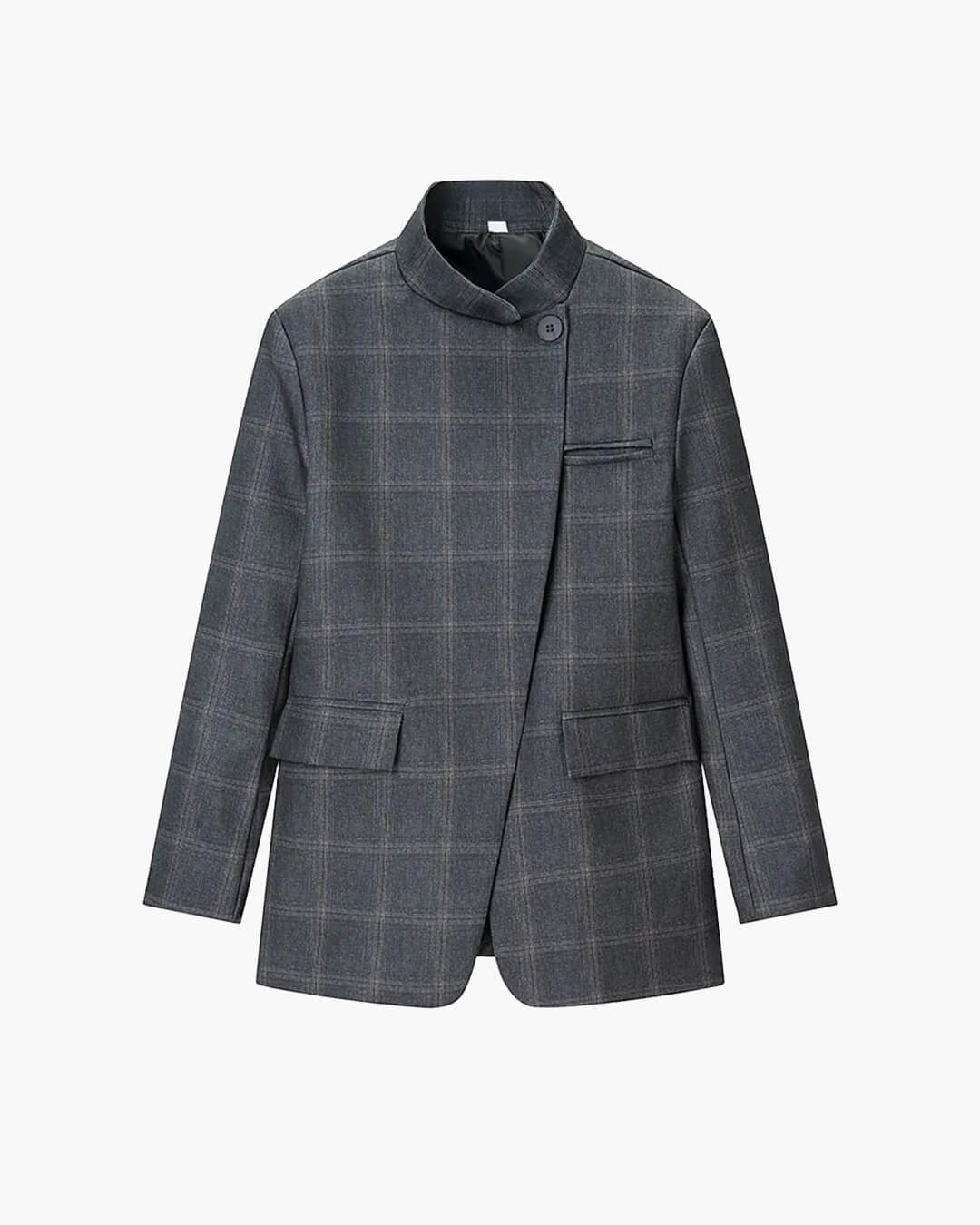 Blazer de cuadros con cuello mao Aerona