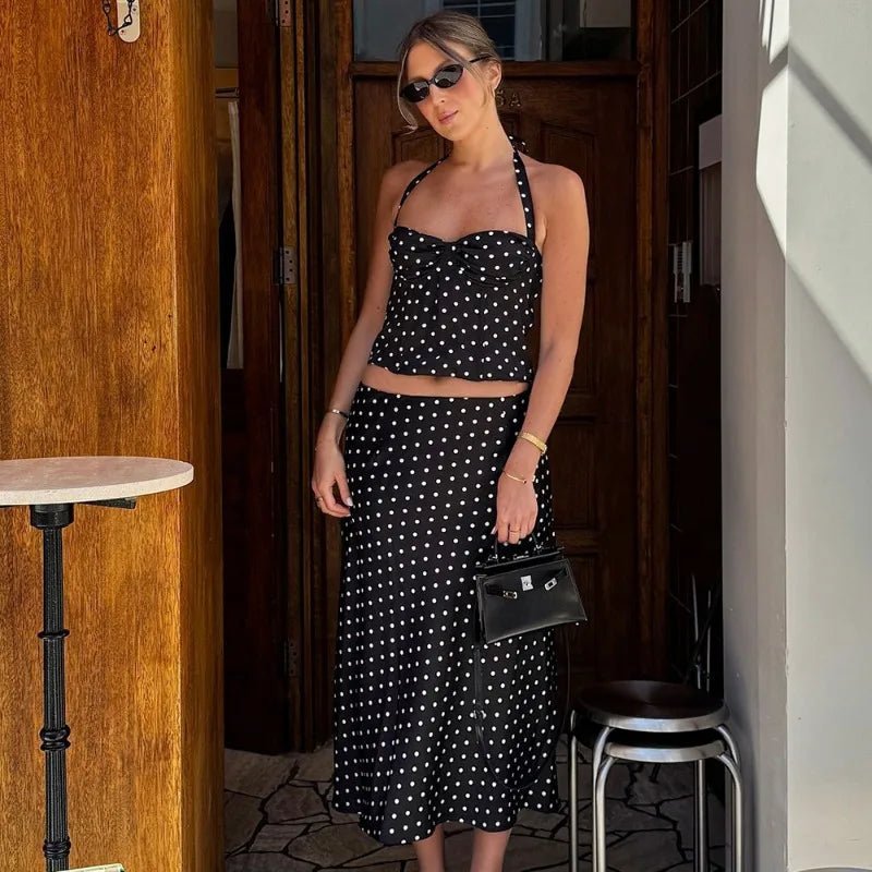 Conjunto maxi Aeronwen de dos piezas con estampado de lunares