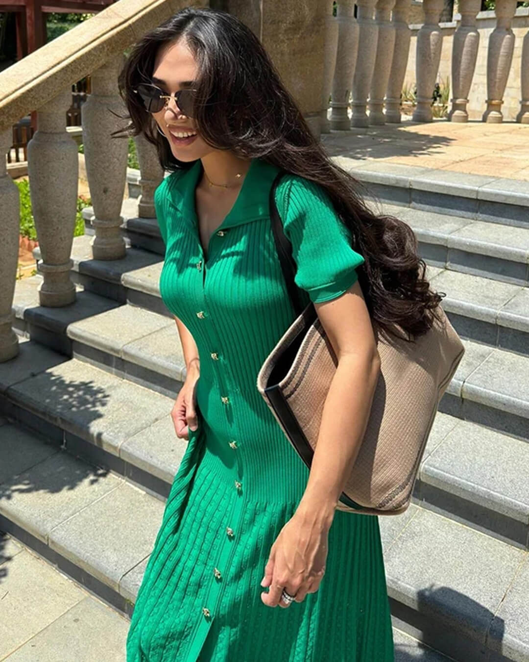 Vestido largo de punto Affra con cuello vuelto