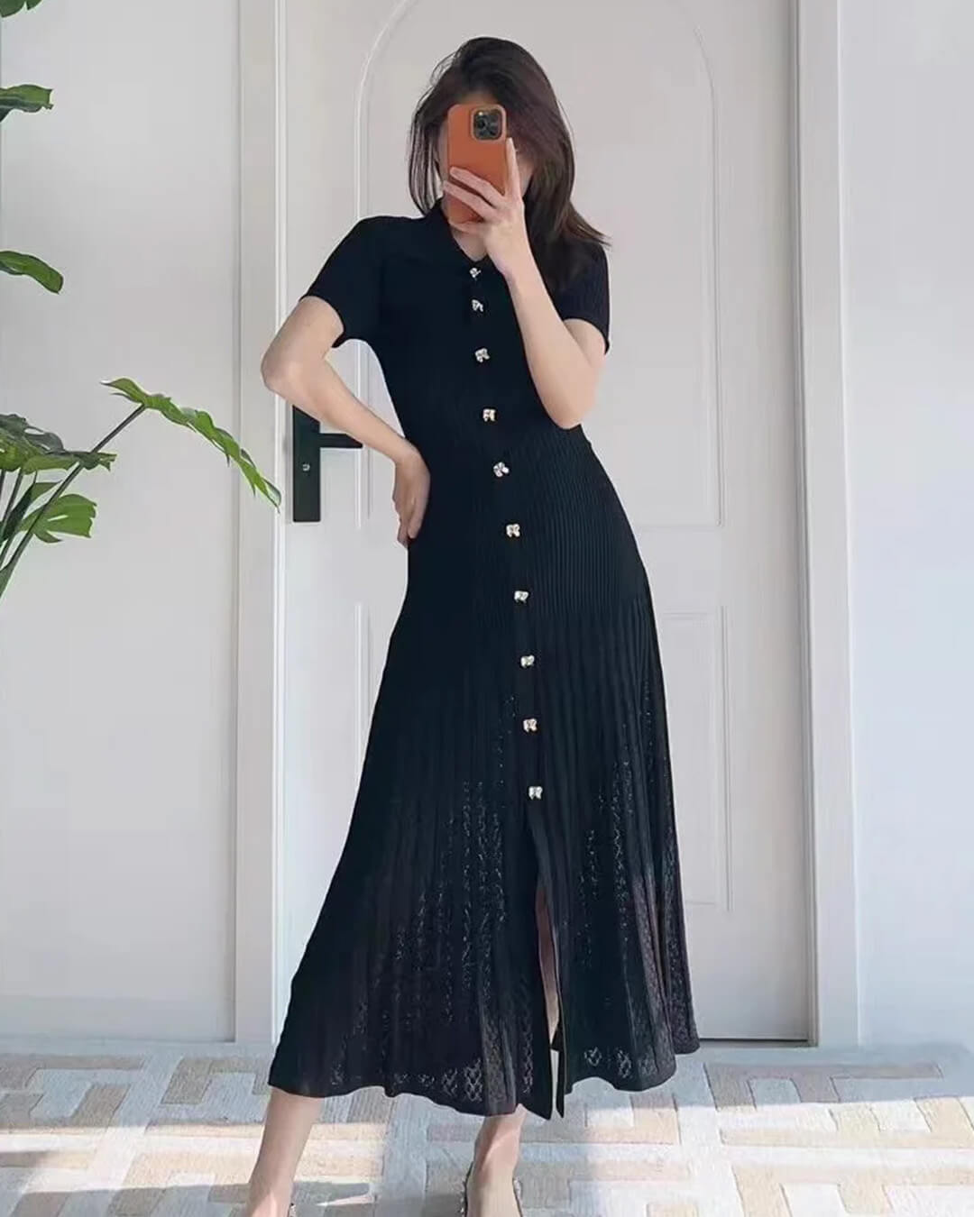 Vestido largo de punto Affra con cuello vuelto