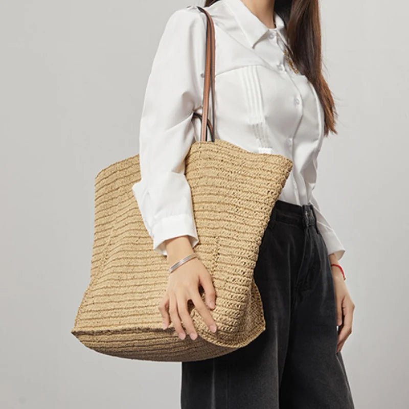 Bolso tote de paja tejido a mano Aimee