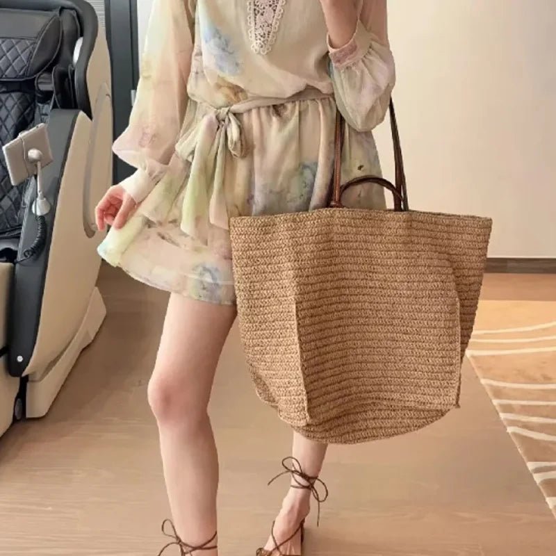 Bolso tote de paja tejido a mano Aimee