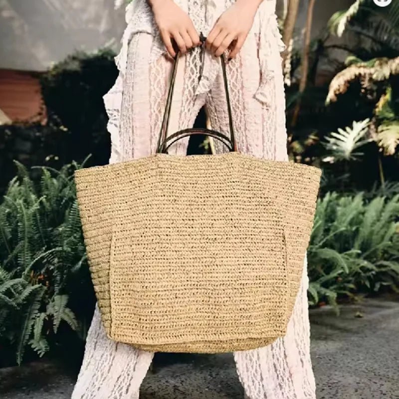 Bolso tote de paja tejido a mano Aimee