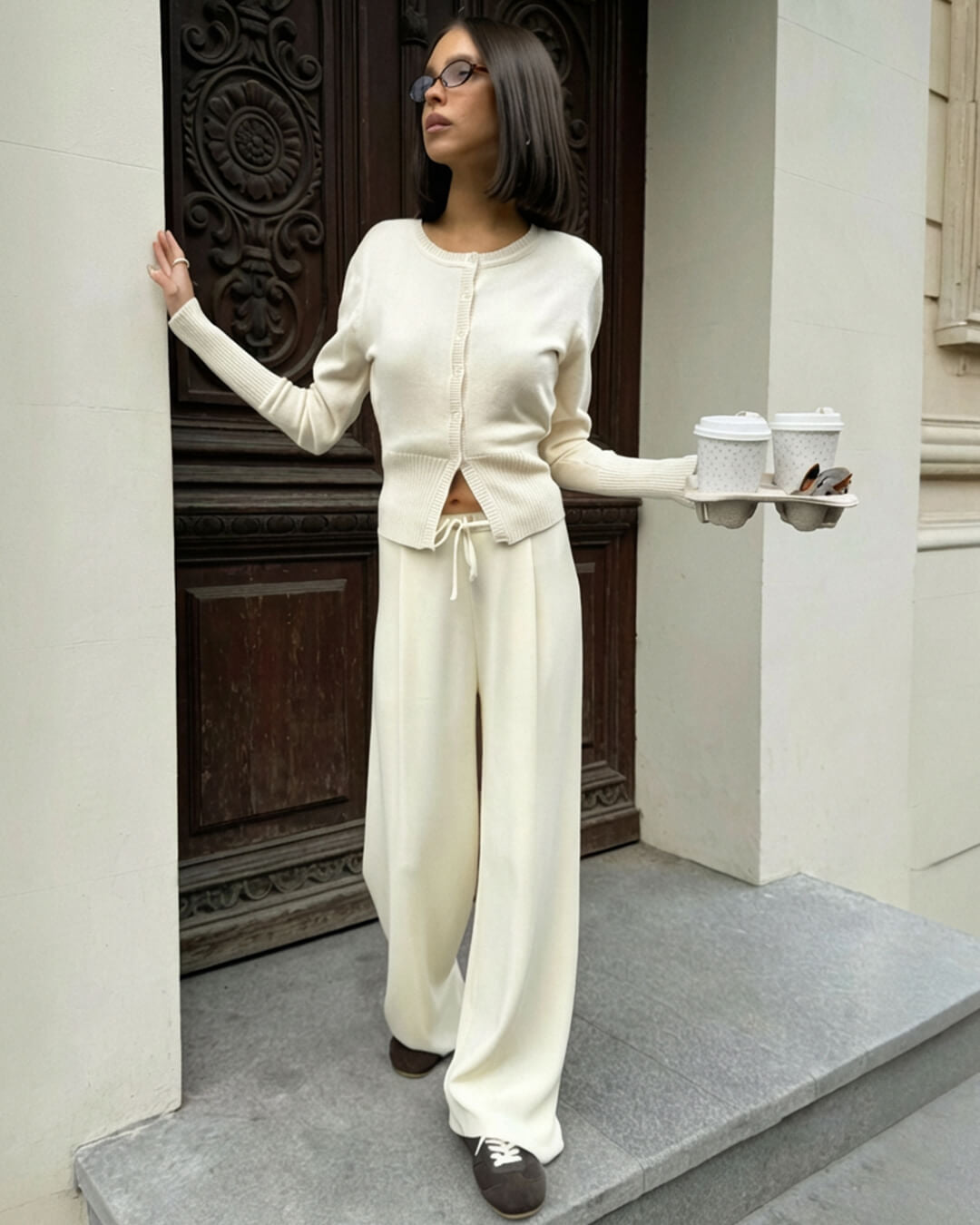 Conjunto de cárdigan y pantalones de punto Aimee
