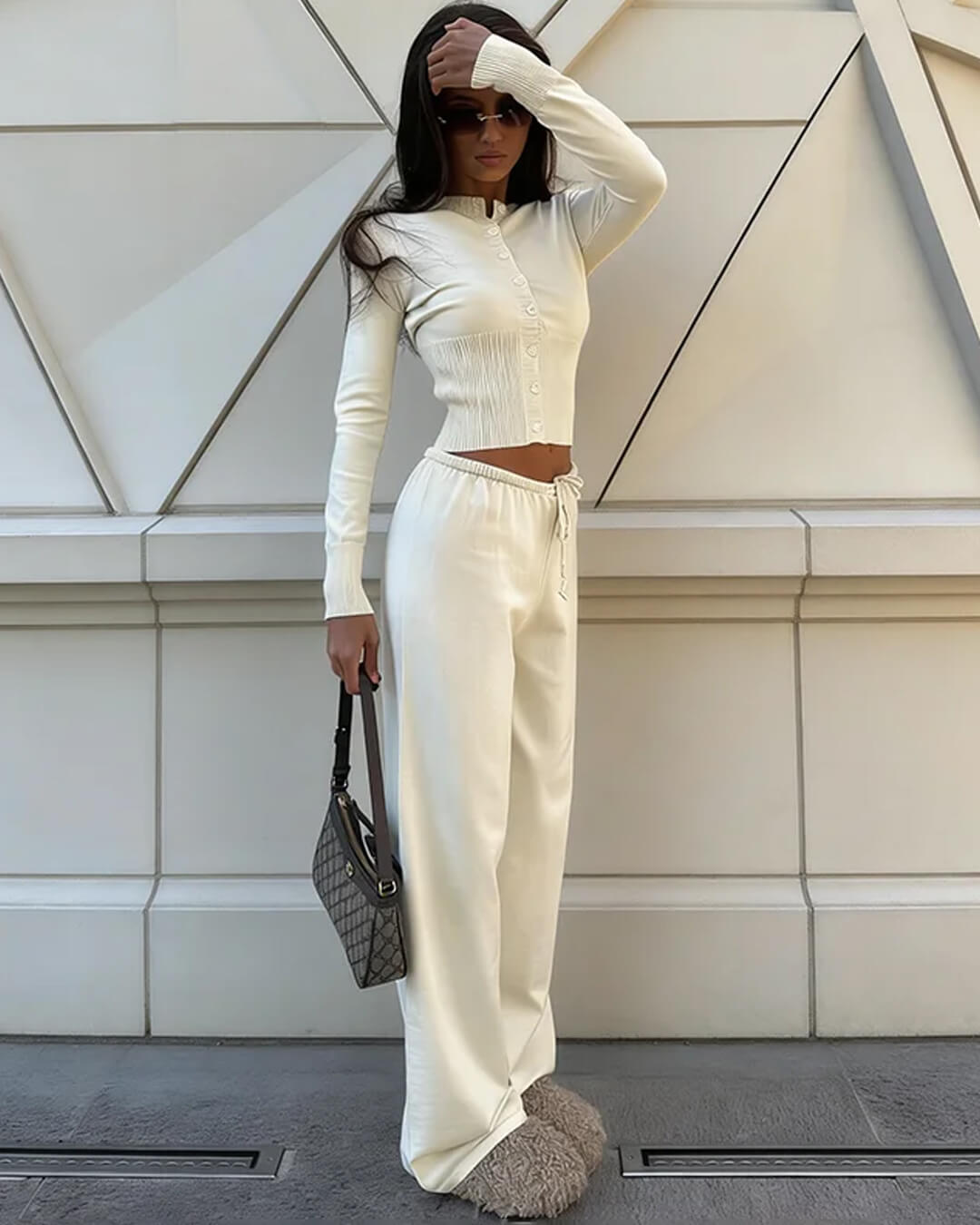 Conjunto de cárdigan y pantalones de punto Aimee