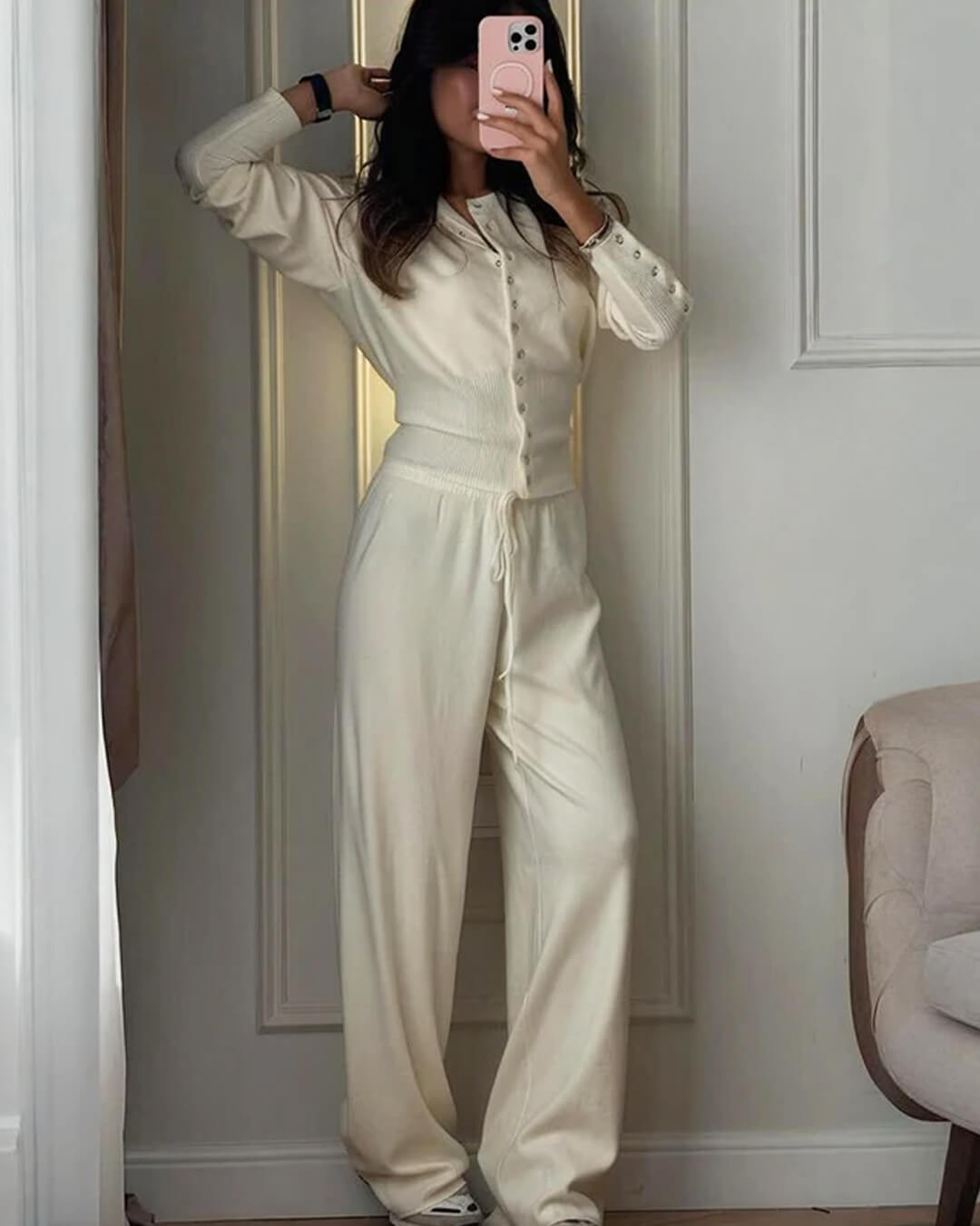 Conjunto de cárdigan y pantalones de punto Aimee