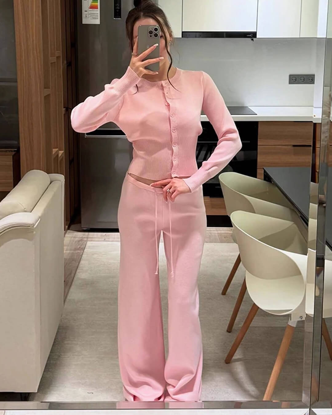 Conjunto de cárdigan y pantalones de punto Aimee