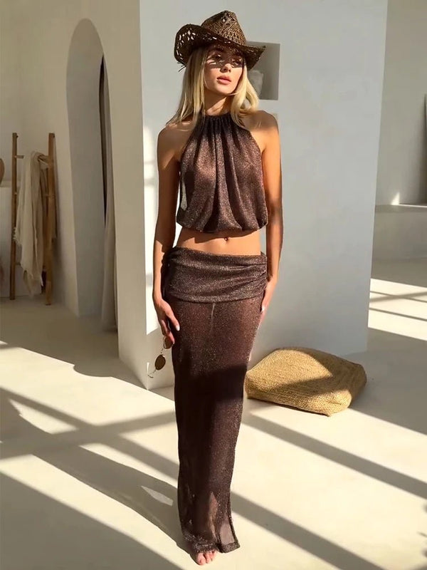 Airet Lace-Up Knit Two-Piece Set