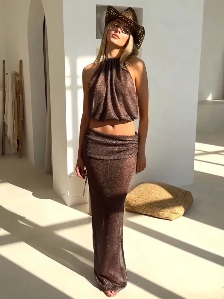 Airet Lace-Up Knit Two-Piece Set