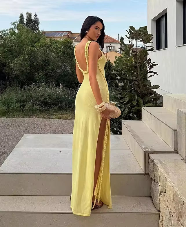 Vestido largo con abertura en forma de cerradura Airia