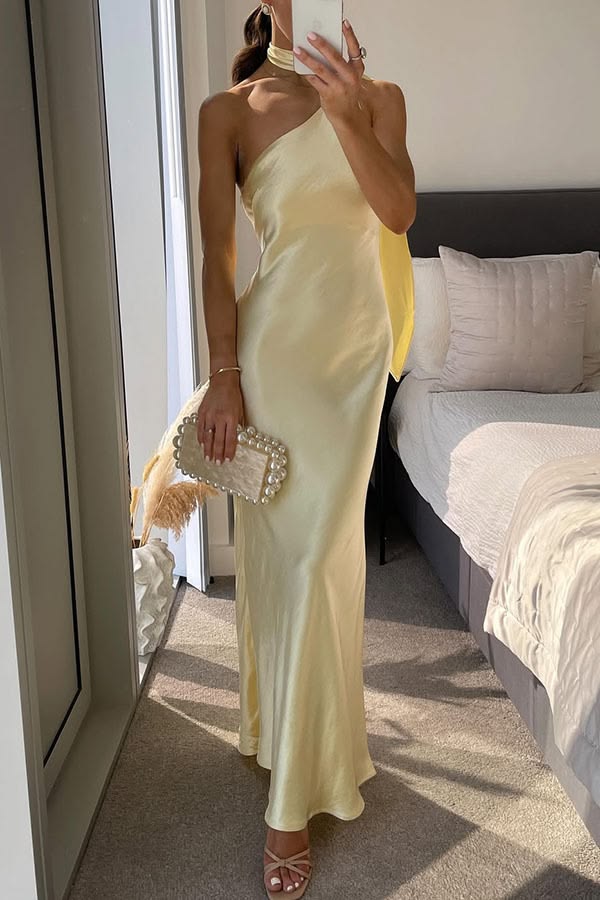 Vestido de noche de un solo hombro Airuna