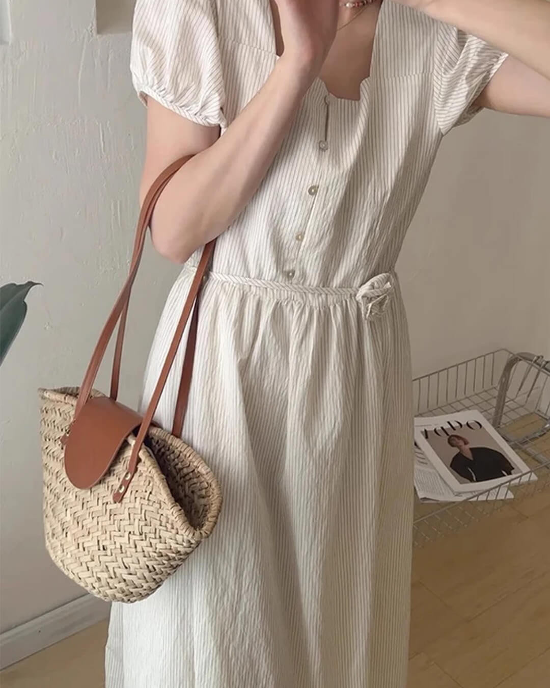 Bolso de hombro tejido de ratán Aisea