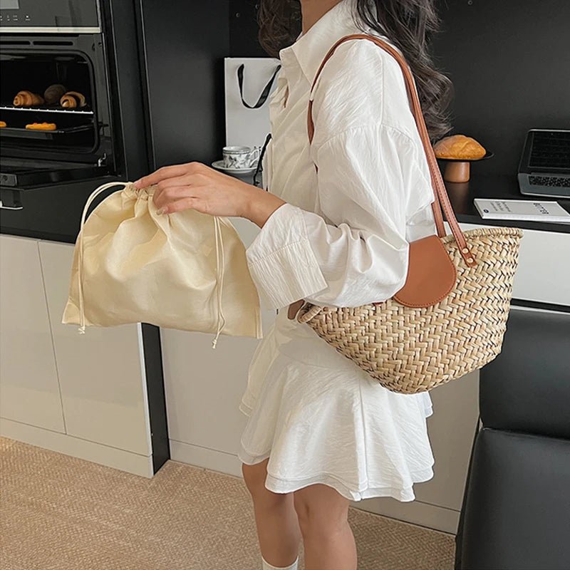 Bolso de hombro tejido de ratán Aisea