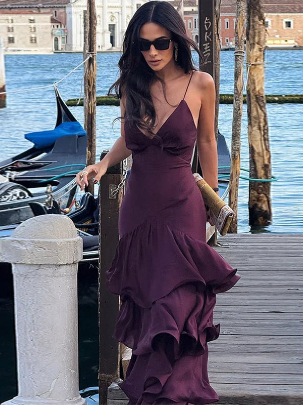 Vestido lencero con volantes Aisley