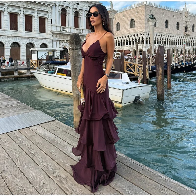 Vestido lencero con volantes Aisley