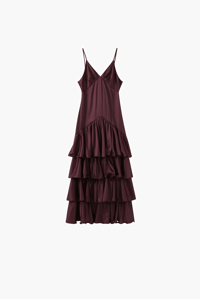 Vestido lencero con volantes Aisley