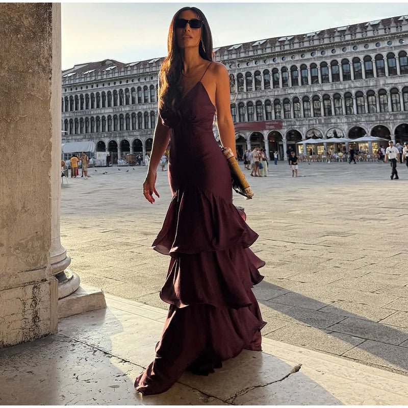 Vestido lencero con volantes Aisley