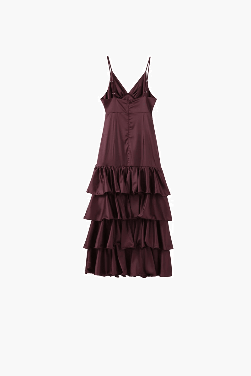 Vestido lencero con volantes Aisley
