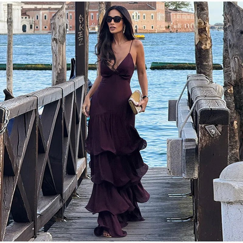 Vestido lencero con volantes Aisley