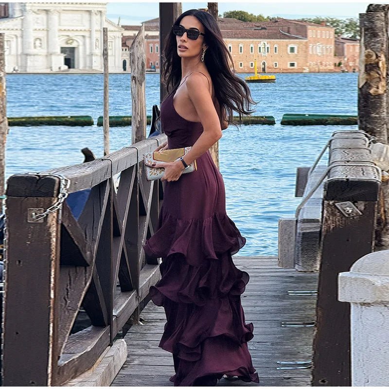 Vestido lencero con volantes Aisley