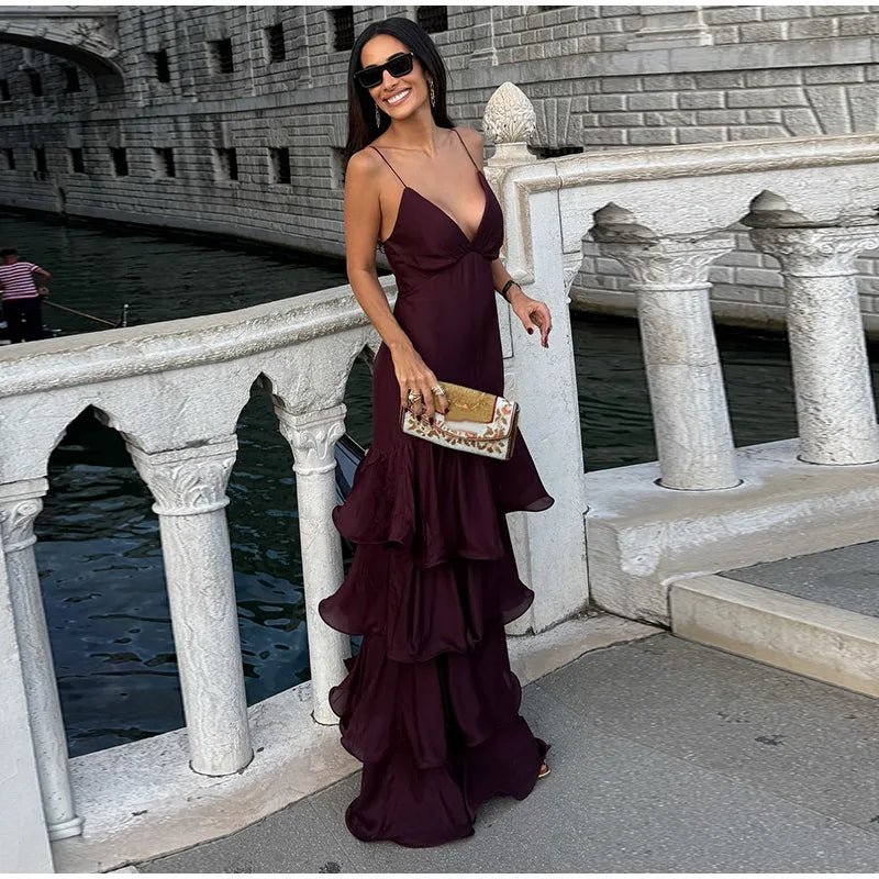 Vestido lencero con volantes Aisley