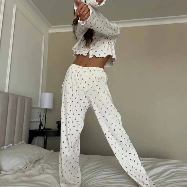 Conjunto de pijama floral de manga larga Aiza
