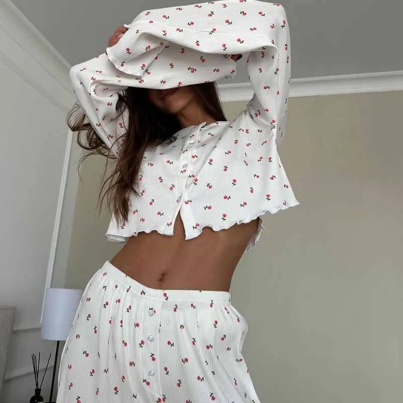 Conjunto de pijama floral de manga larga Aiza