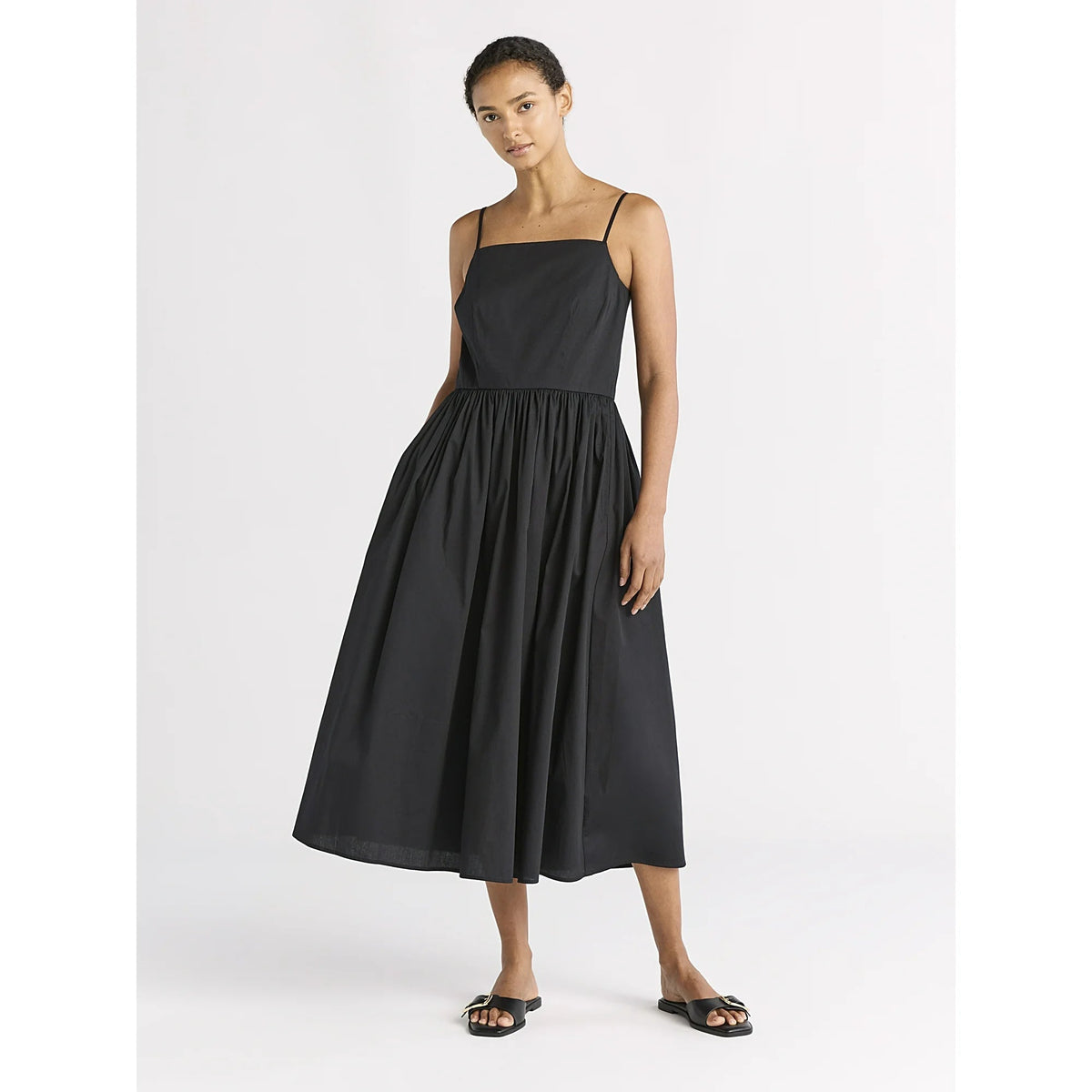 Vestido midi plisado con tirantes finos Alecto