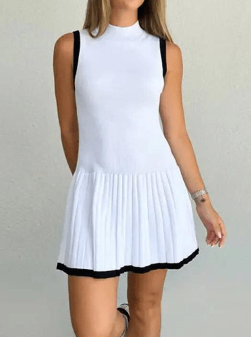 Vestido Alice de punto con cintura baja y contraste