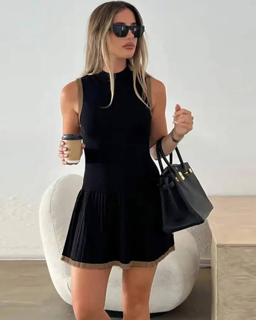 Vestido Alice de punto con cintura baja y contraste