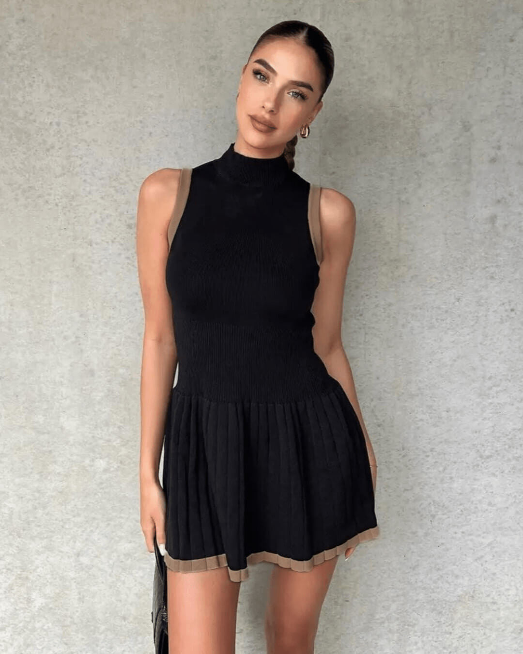 Vestido Alice de punto con cintura baja y contraste