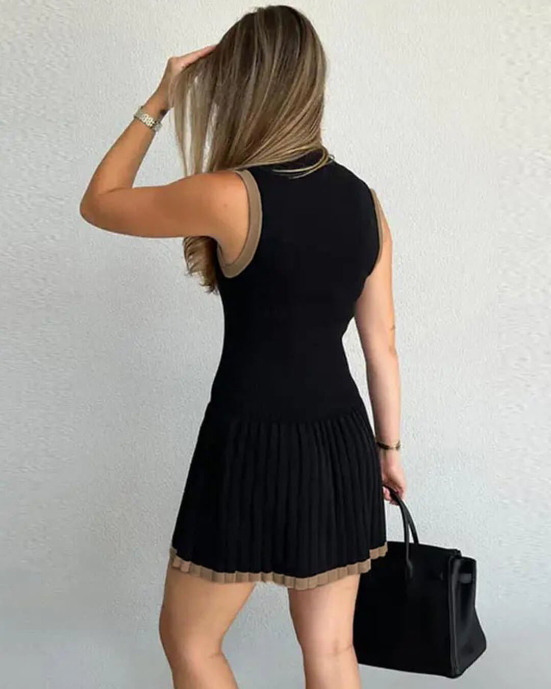 Vestido Alice de punto con cintura baja y contraste