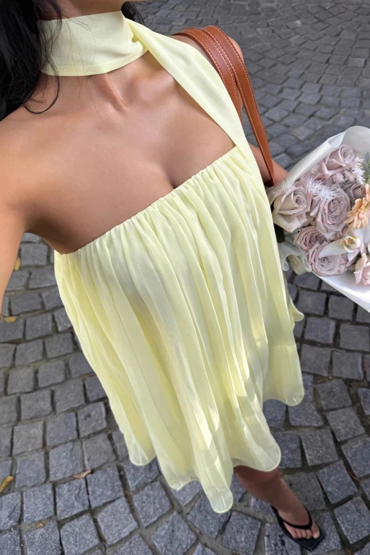 Minivestido bandeau fruncido Aliya