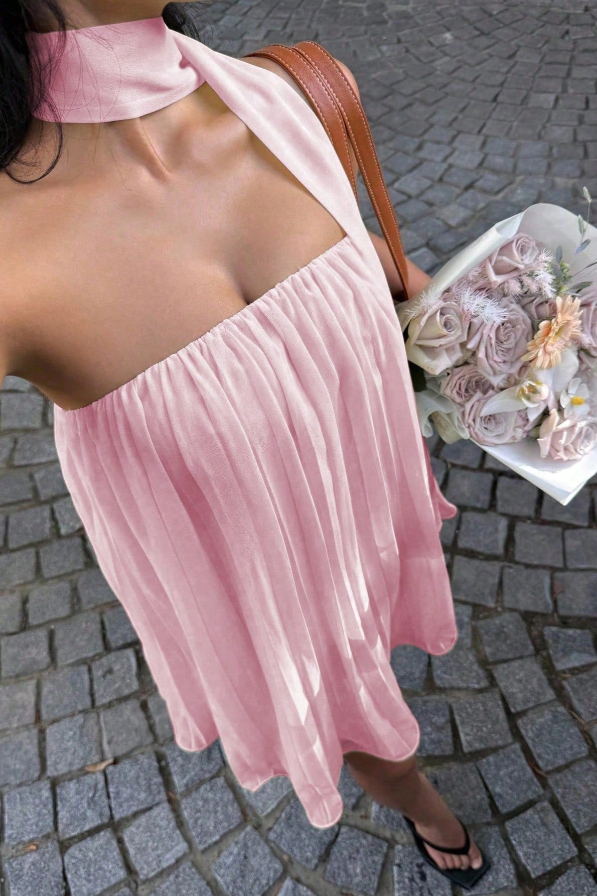 Minivestido bandeau fruncido Aliya