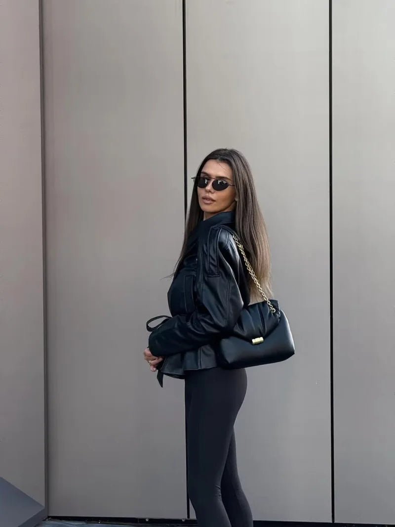 Gabardina corta Alma de cuero sintético
