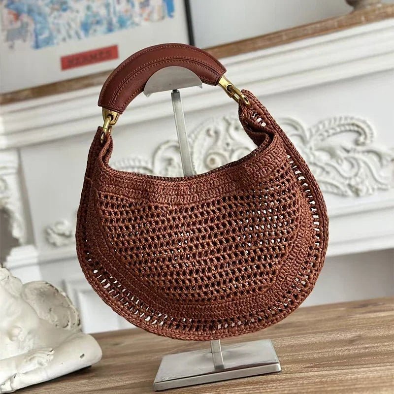 Bolso de hombro tejido en forma de media luna Amanda