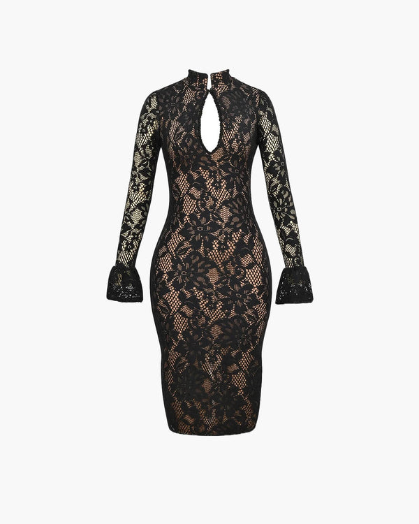 Vestido midi Amara de encaje con aberturas