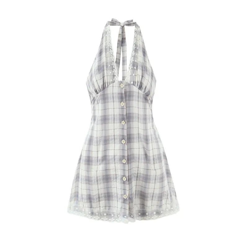 Vestido corto de punto con cuadros diagonales Amelia