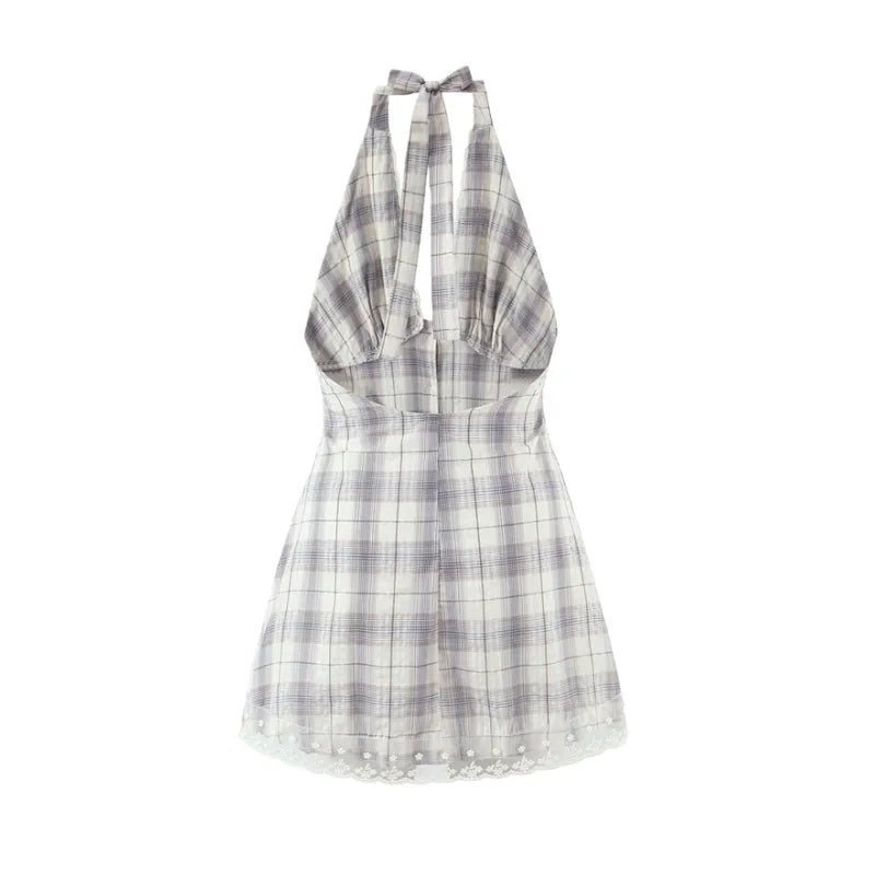 Vestido corto de punto con cuadros diagonales Amelia