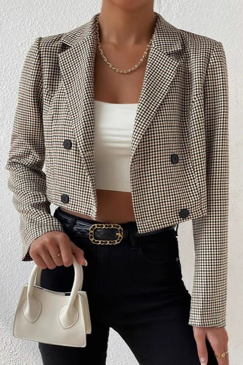 Amelia Houndstooth Cropped Blazer
