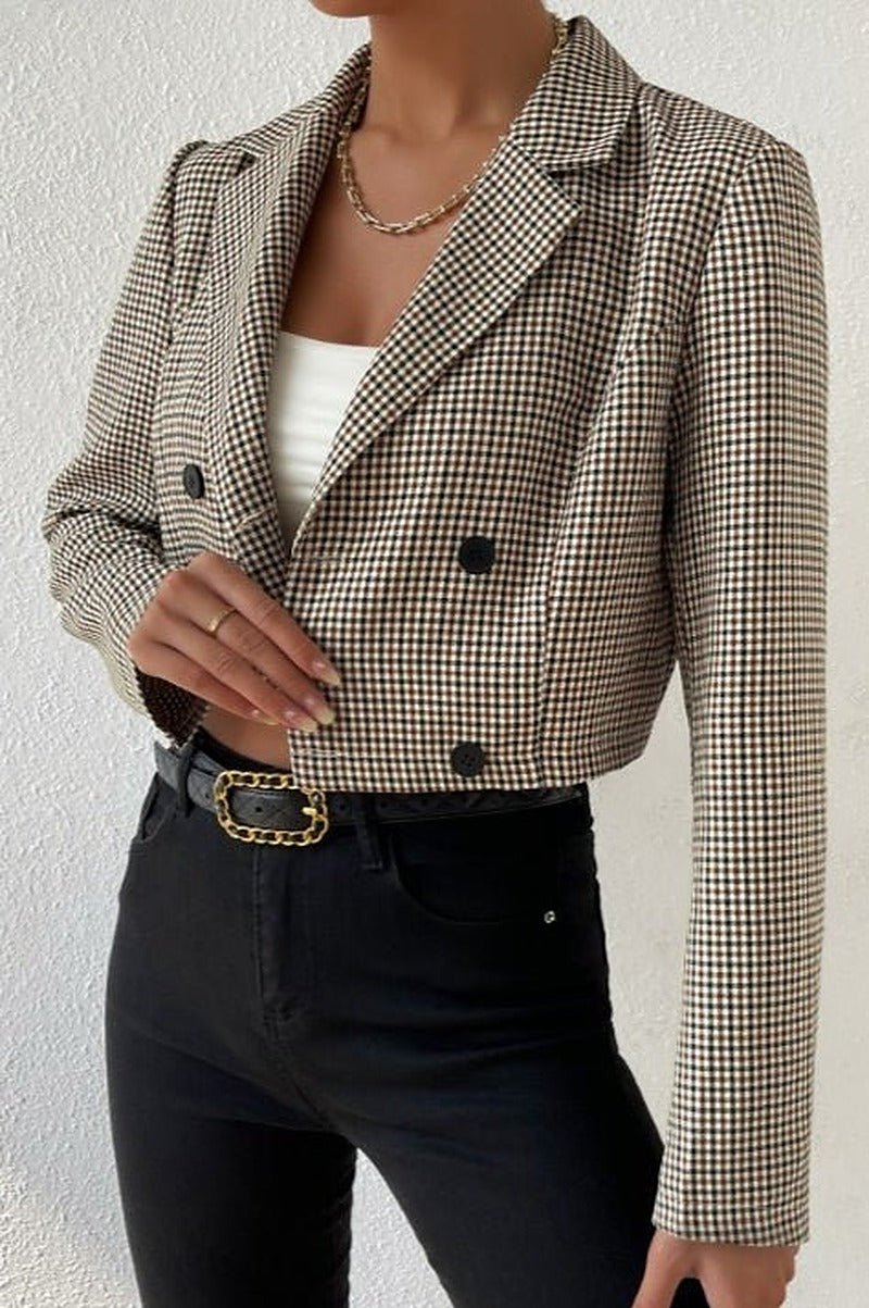 Amelia Houndstooth Cropped Blazer