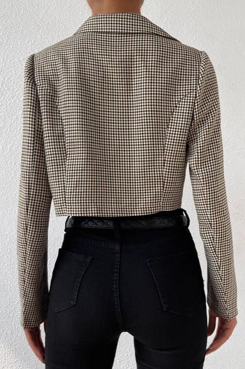 Amelia Houndstooth Cropped Blazer