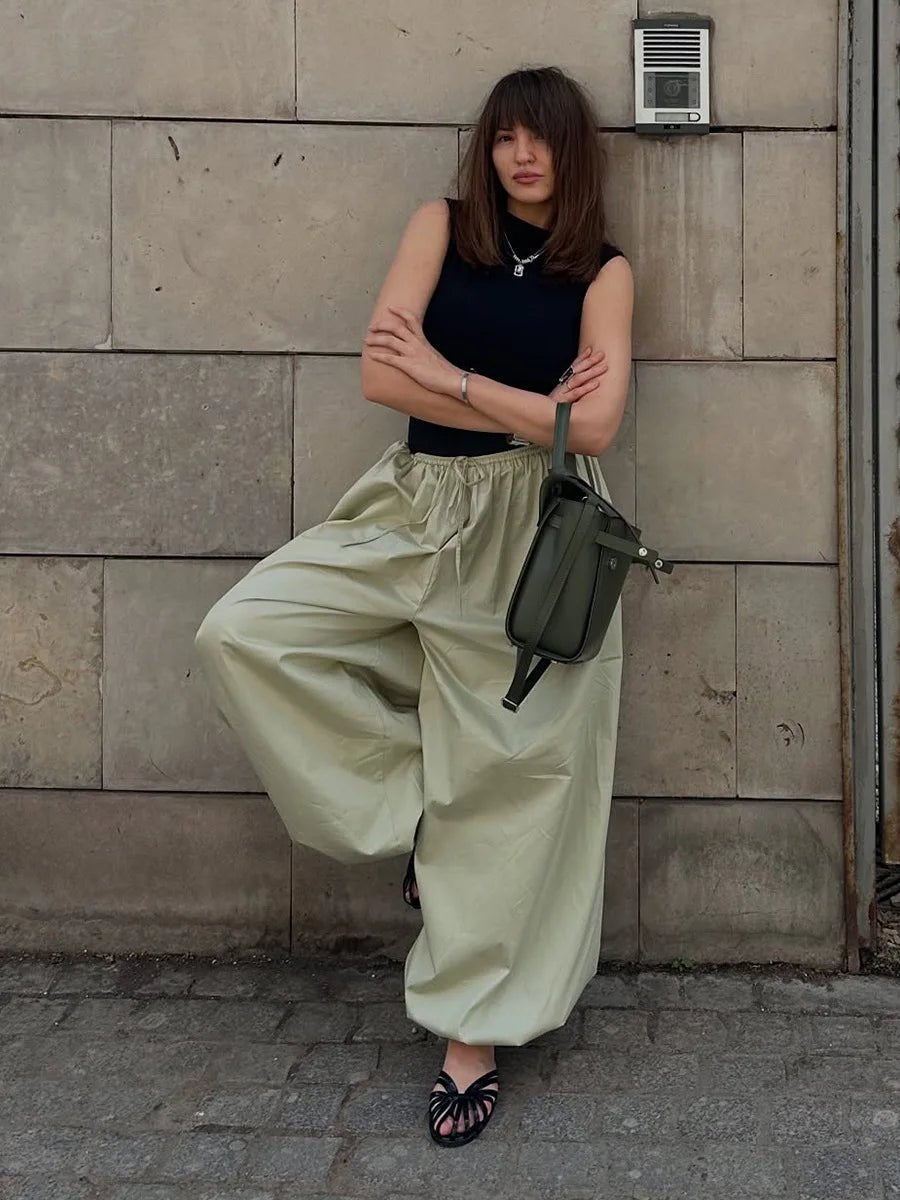 Pantalón de algodón de pierna ancha Amethyst