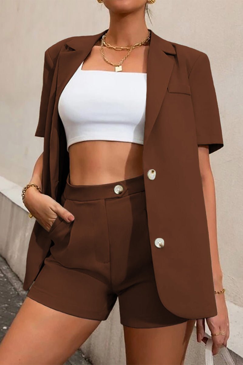 Conjunto de dos piezas Amy con cuello y mangas cortas