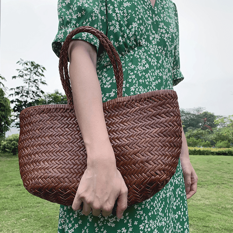 Bolso tote de piel trenzada a mano Anais